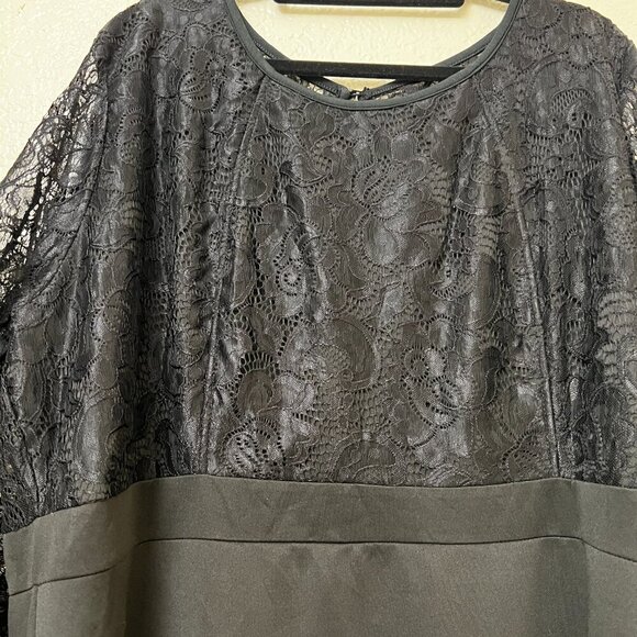 Black Lace Cocktail Party Event Dress Plus‎ Size 4XL Sheer Flare Sleeve Romantic - Picture 3 of 10